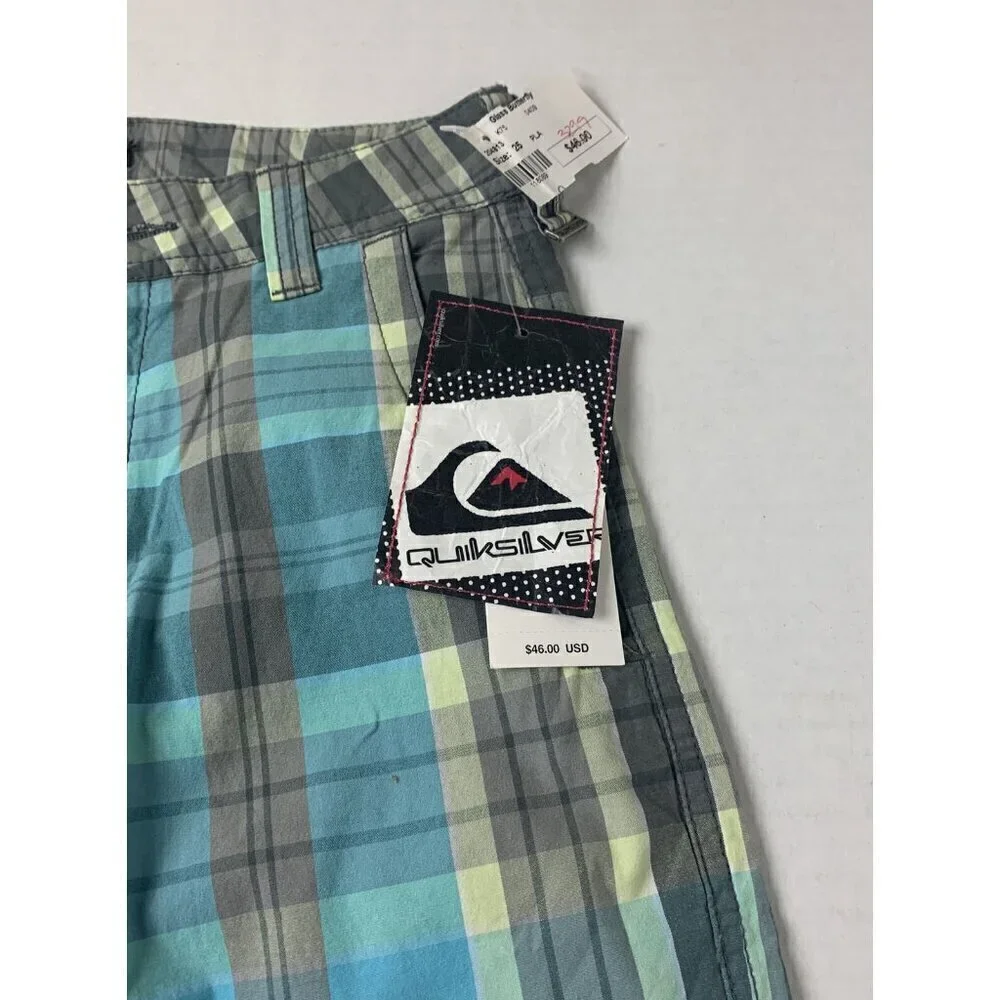 Quiksilver Mammoth Shorts Men's 25 Plaid Cotton Lightweight Blue Gray